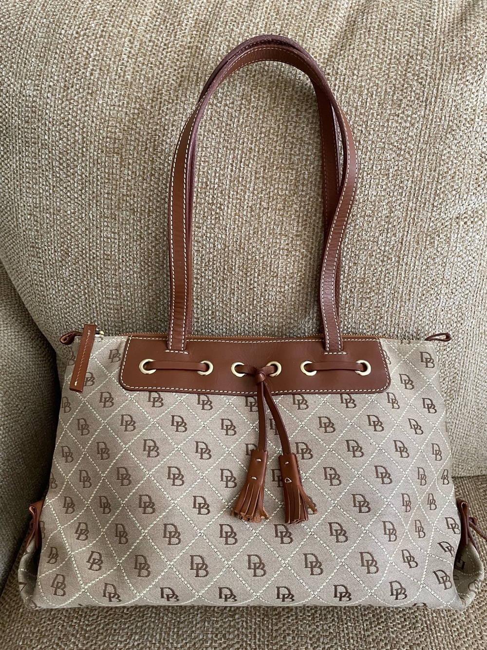 Dooney & Bourke Tan Monogram Tote Bag